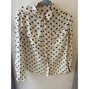 J.Crew Women's Button Down Shirt Size 8 Polka Dot Long Sleeve Casual Top